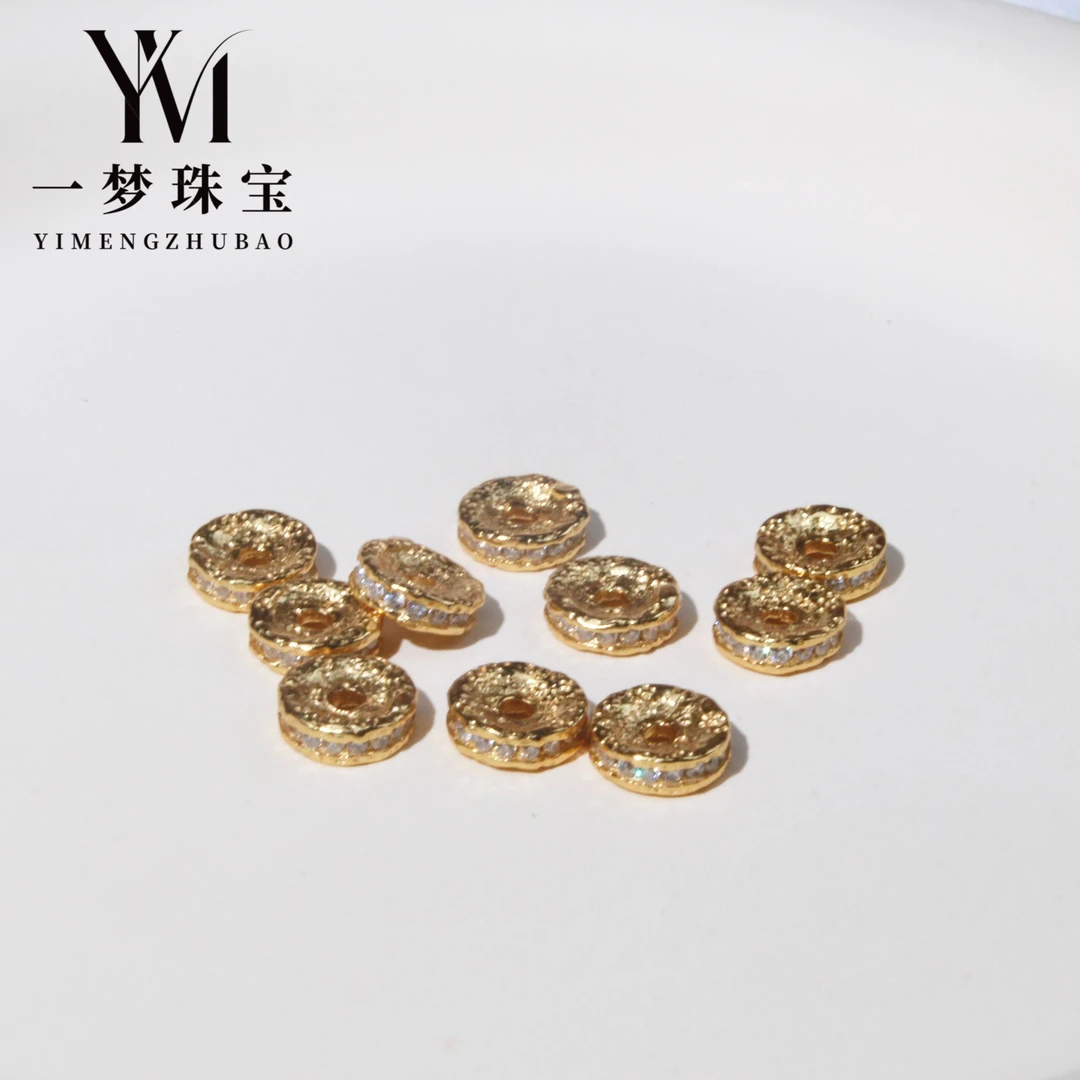 925银银制品 古法银制白钻8mm做旧隔片（多样性发其一）手工百搭