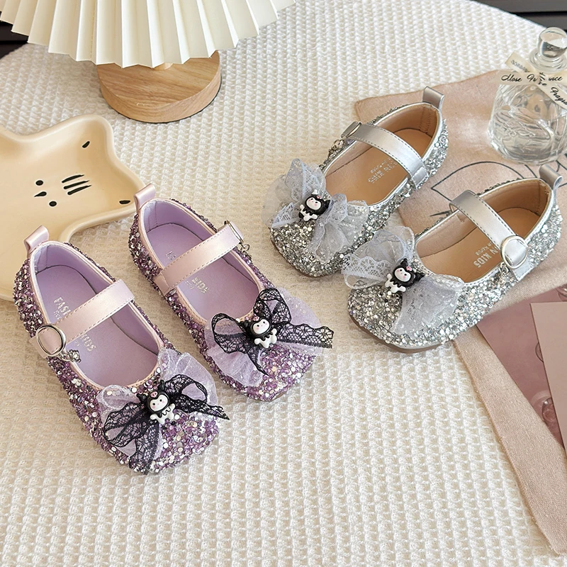 23-35女童春秋时尚小童皮鞋库洛米软底小女孩卡通钻石公主鞋529