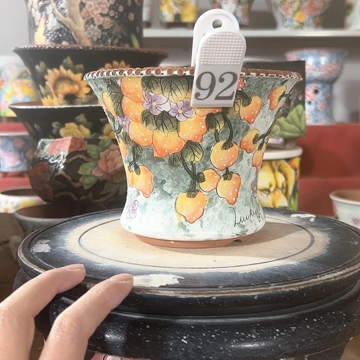 景德镇手绘花盆 满38包邮