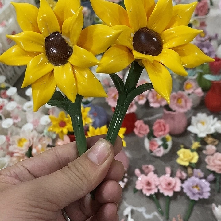 瓷片纯手工陶瓷花摆件瑕