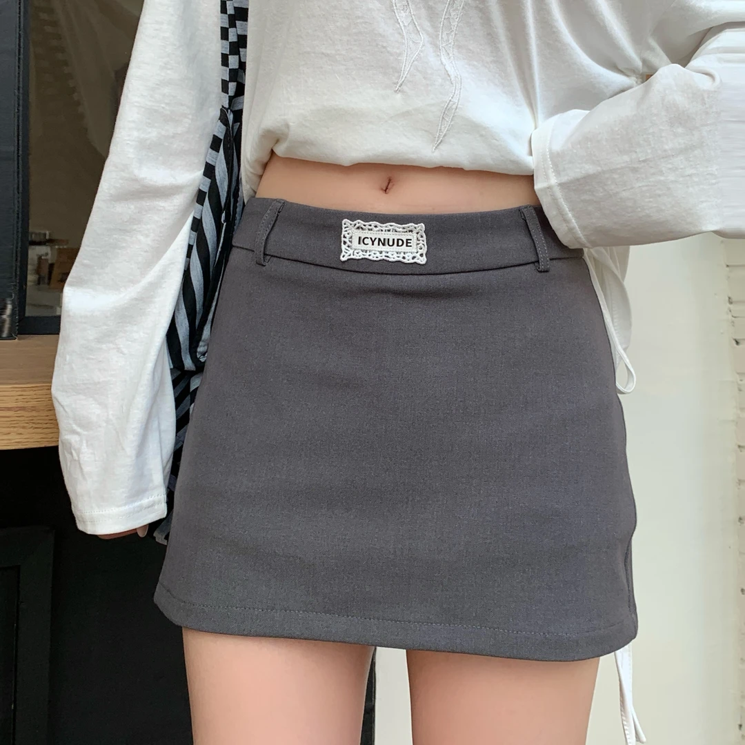 ICYNUDE官方店深灰西装裙裤高腰显瘦半身裙女包臀裙百搭短裙新款