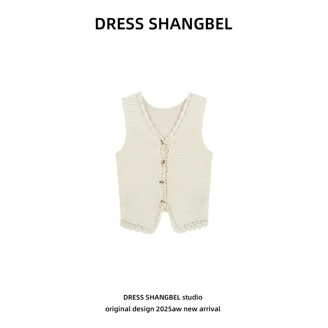 DRESS-夏季新款C12匠心粗针钩花编织舒适透气毛织衫5033