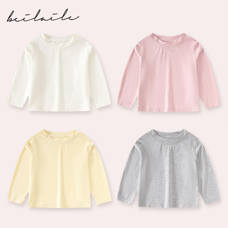 【莫代尔长袖T恤 小乐妈咪】婴儿装男女童T恤休闲宝宝长袖打底衫C21