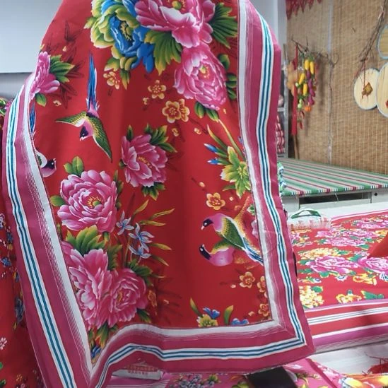 棉花贴边枕套东北大花布