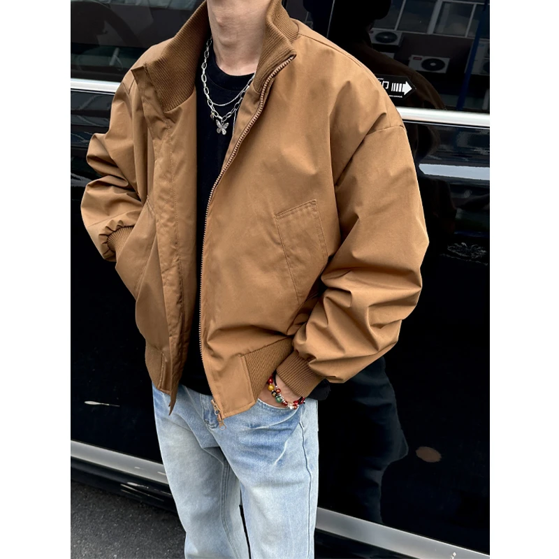 美式cleanfit运动工装外套男秋季廓形短款棒球服痞帅立领飞行夹克