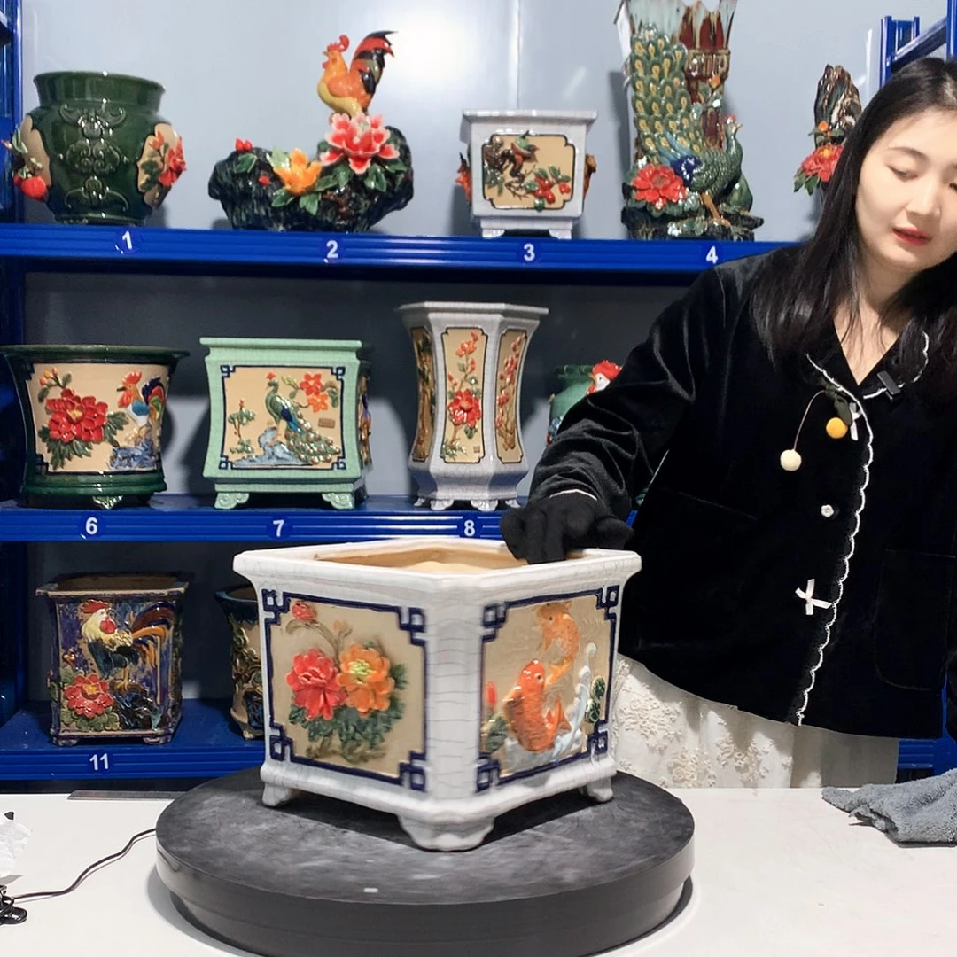 珍***畔高温粗陶石湾花盆