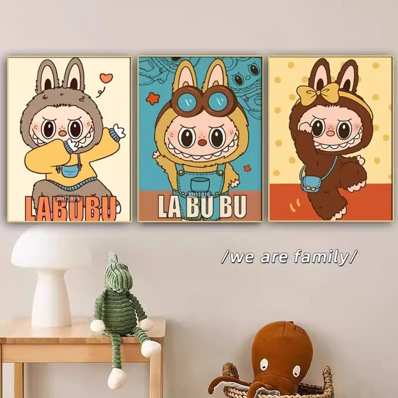 动态挂画拉布布潮牌卡通装饰画儿童房桌面卧室客厅摆画挂画房间