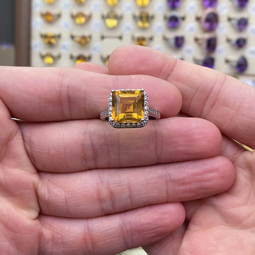 黄晶纯天然黄水晶假一赔十银S925镶嵌M****o