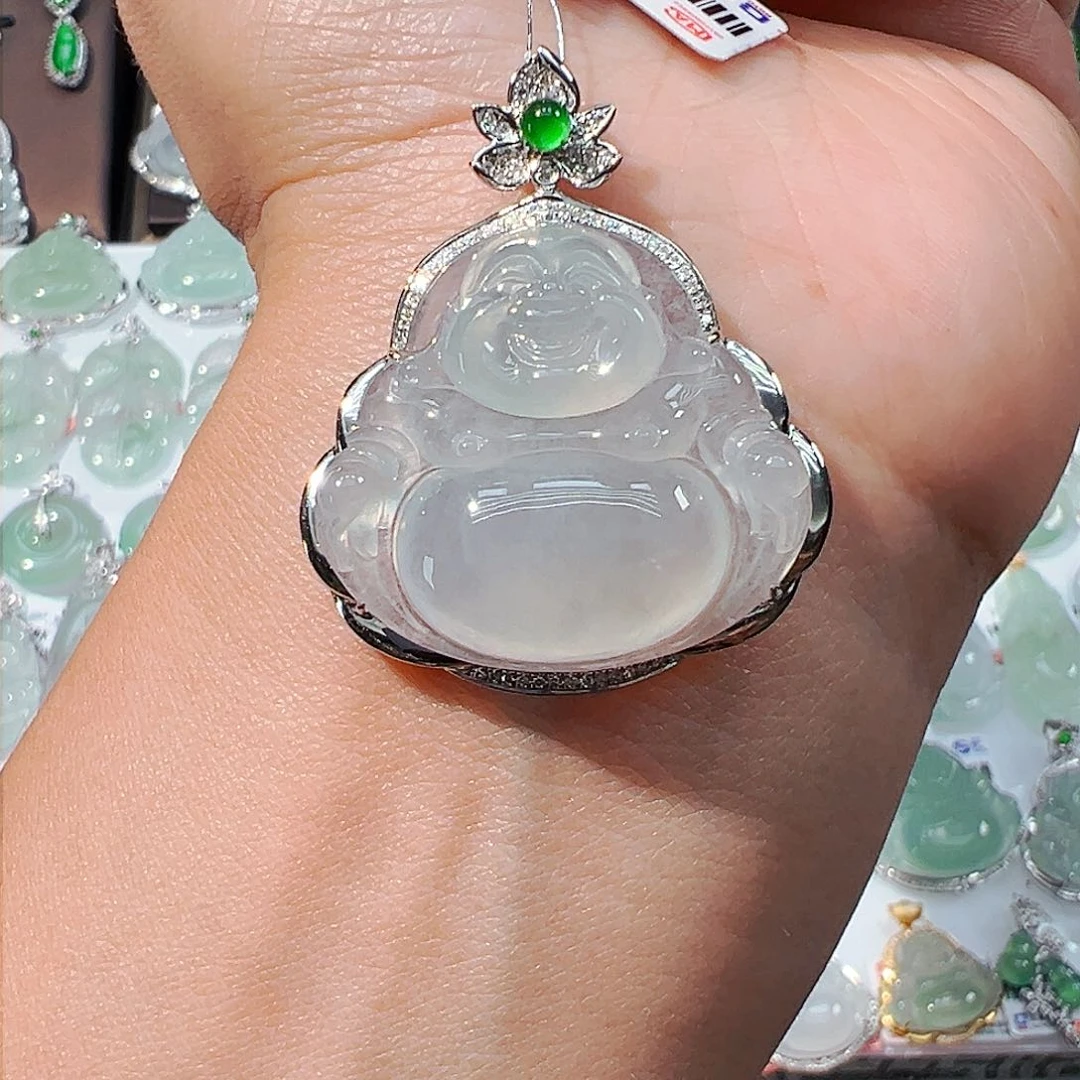 吊坠(不含链)18K金镶嵌翡翠佛公