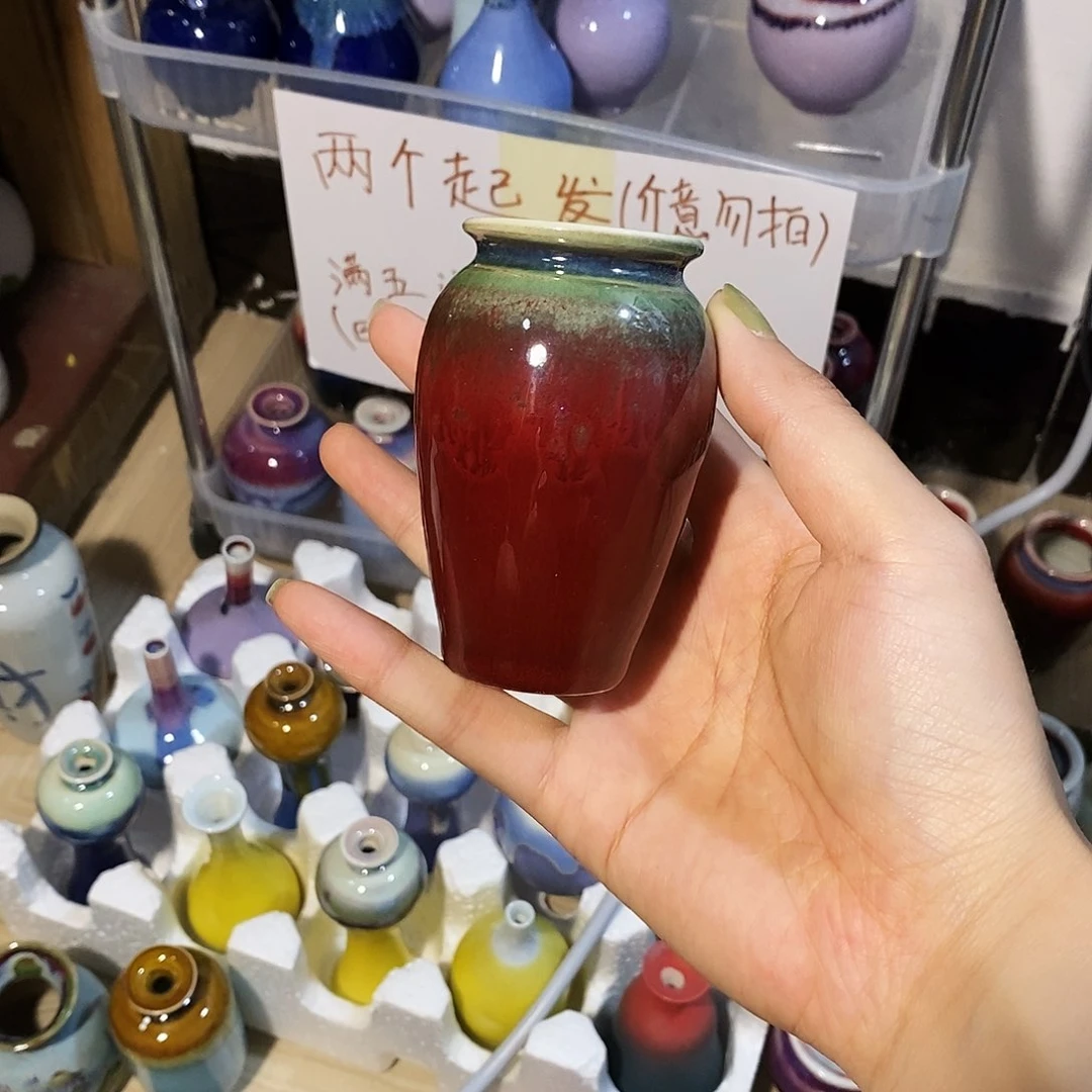 摆件景德镇高温陶瓷小花器