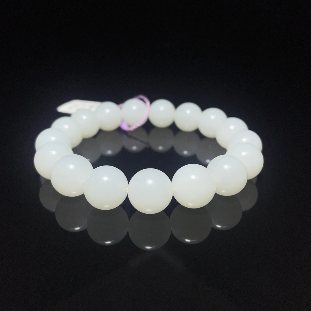 【蛮石】和田玉圆珠手串约卡12mm R181-014