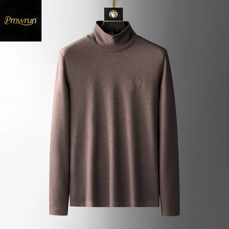 高端冬季加厚双面磨毛德绒打底衫男内搭保暖休闲高领纯色长袖T恤