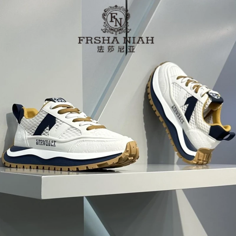 法莎尼亚欧洲站轻奢潮牌阿甘运动鞋新款透气网布轻便厚底休闲男鞋