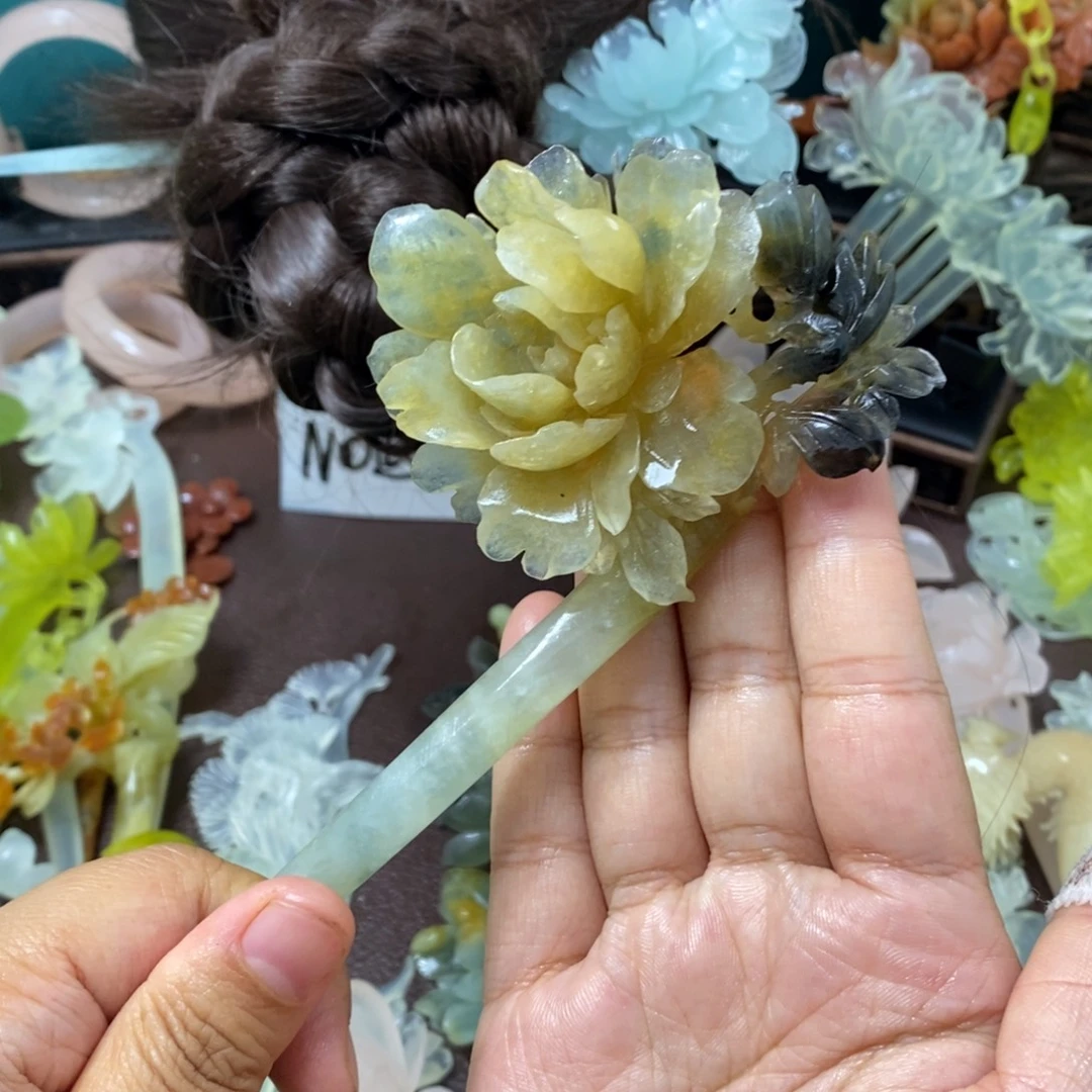 蜜***ง蛇纹石玉未镶嵌发饰
