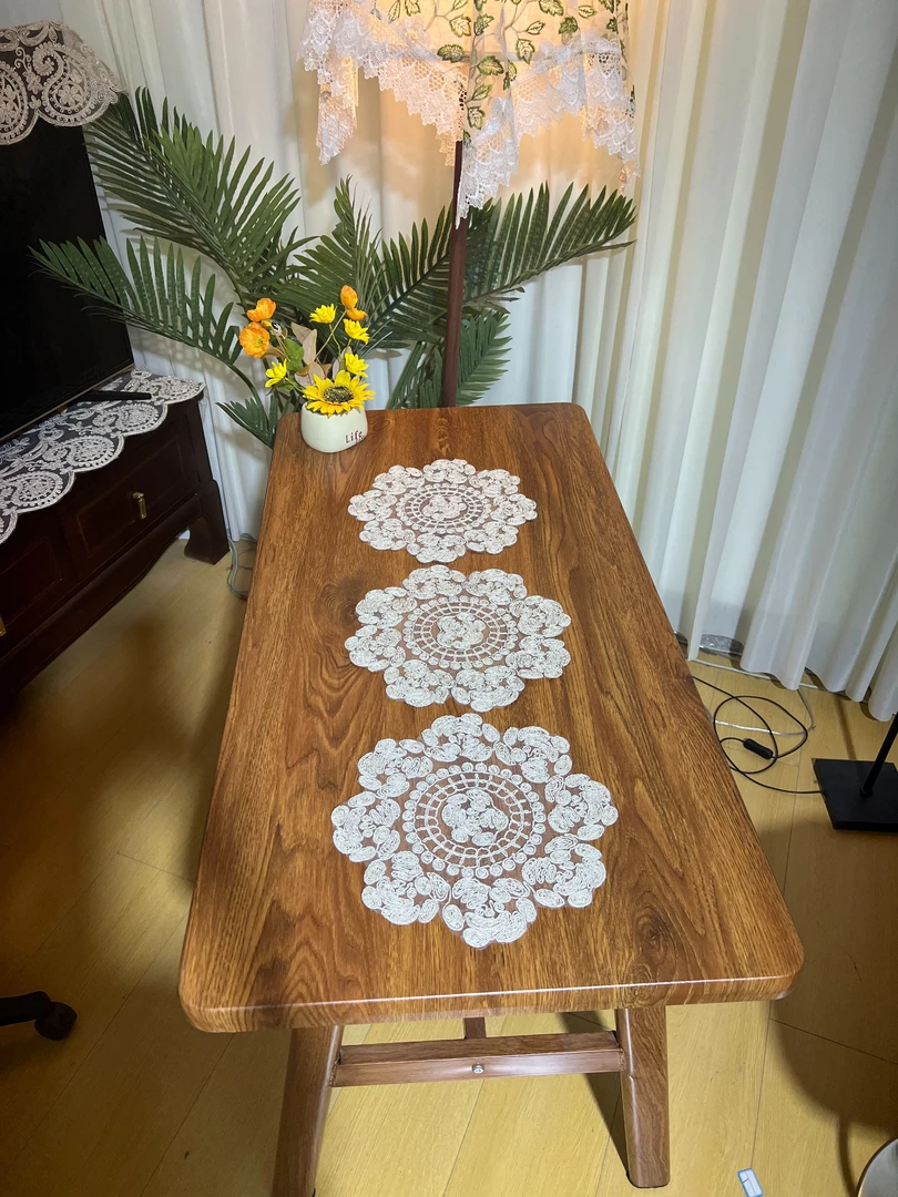 ZN085-1粗绳绣【30*30圆/3个】麻本色非遗法斯麻绳绣餐盘垫