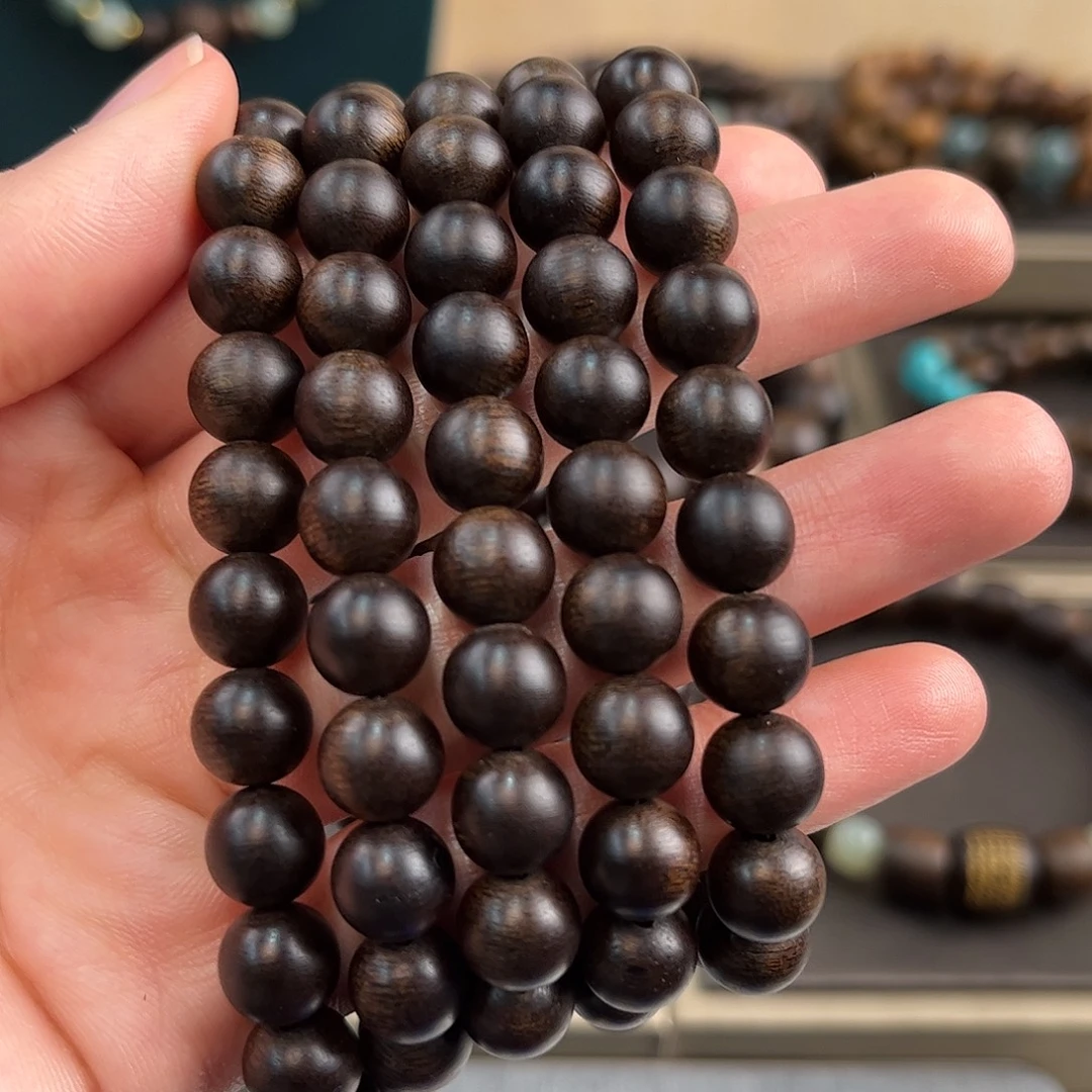 沉香沉香碎屑8mm108颗越南芽庄玉化白奇楠沉水