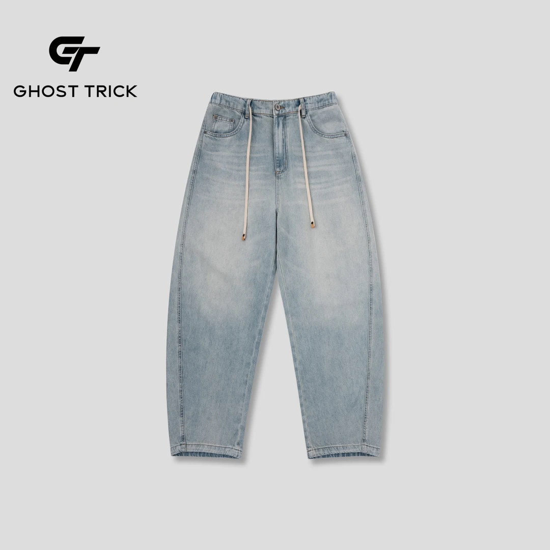 夏季美式牛仔裤宽松直筒百搭长裤25C377