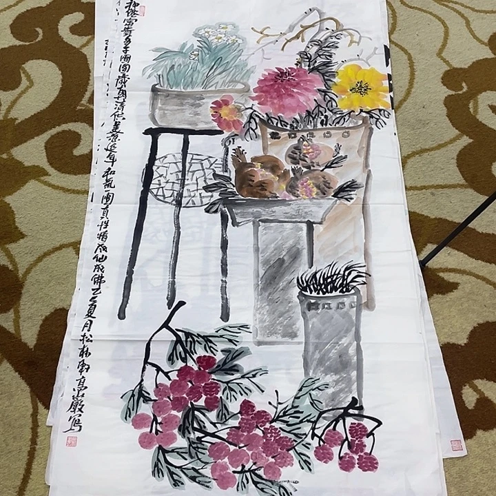 国画高岩四尺花鸟艺