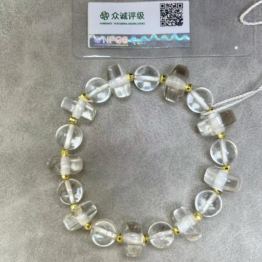 清代 白水晶圆珠和扁珠交替 手串 YZ0092［燕赵造物司］