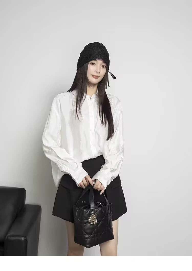 醋酸肌理顺滑凉爽薄款衬衣女夏季轻盈零负担千金清冷感贵系衣服