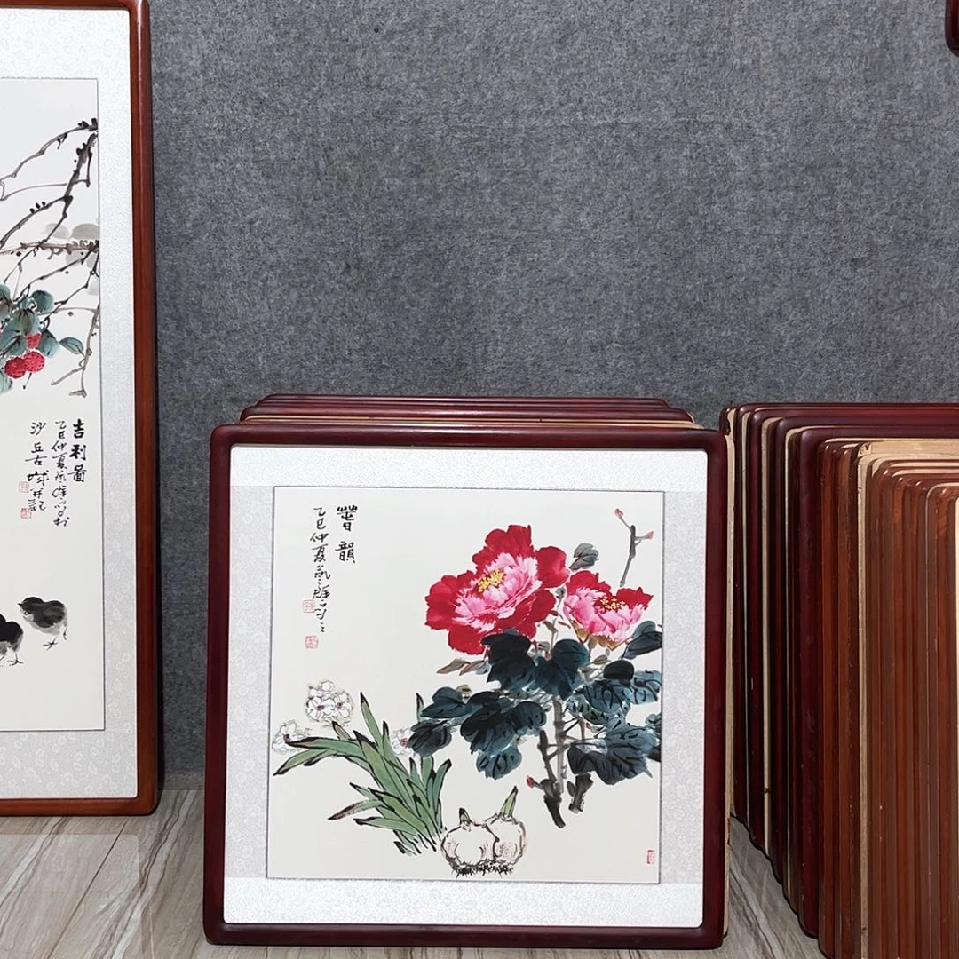 国画书画作品带框63×63