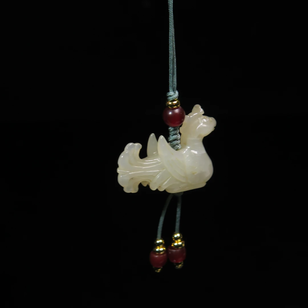 清代玉朱雀挂件/MZ086320/和田玉/民族文物