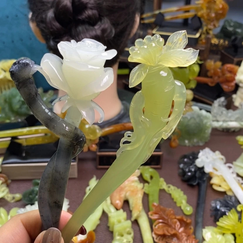 【闪购商品】岫玉发簪发簪盘发发簪未镶嵌欠**?