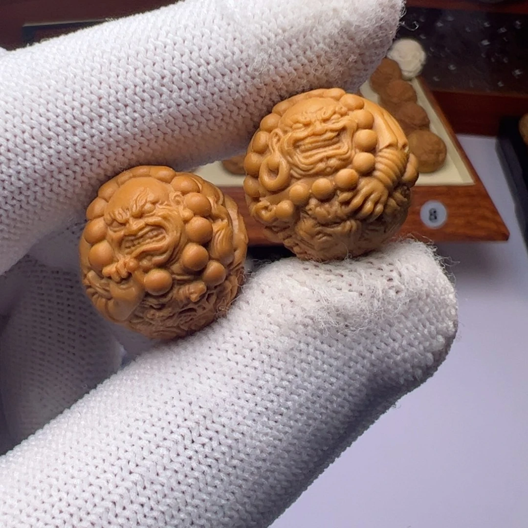 猴头核桃吊坠精工 降龙伏虎一对