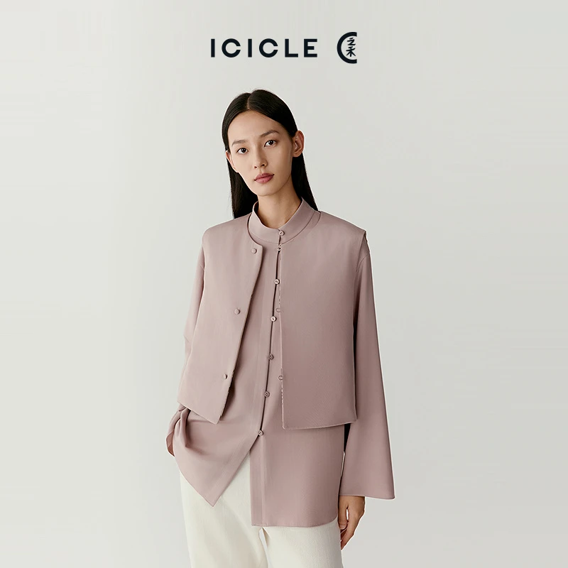 【上博合作系列】ICICLE之禾女装桑蚕丝弹力重绉马夹1381