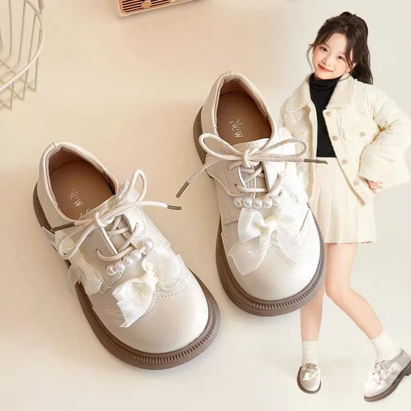 女童皮鞋2025春秋季新款儿童洋气网纱公主礼服鞋女孩韩版百搭单鞋