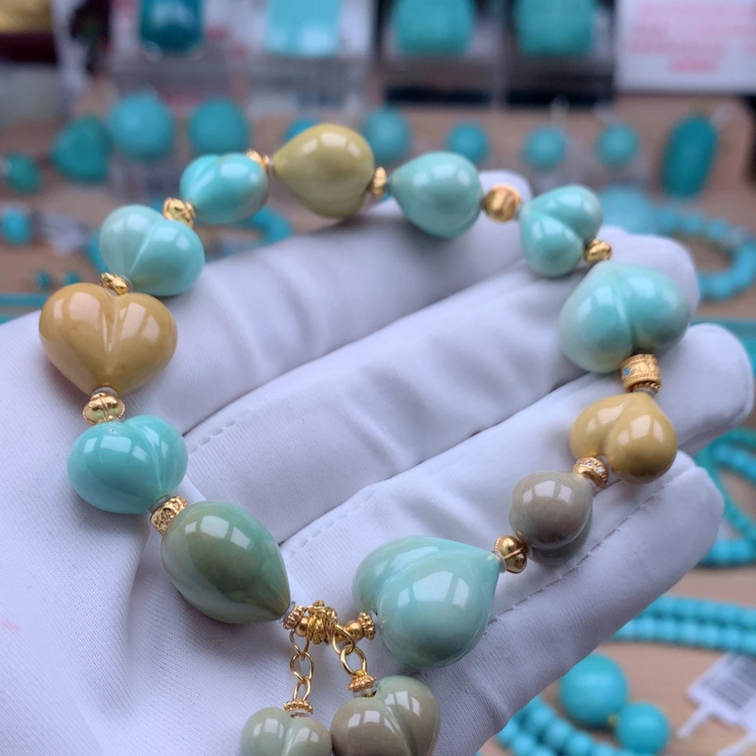 绿松石银S925镀金镶嵌珠宝奇石