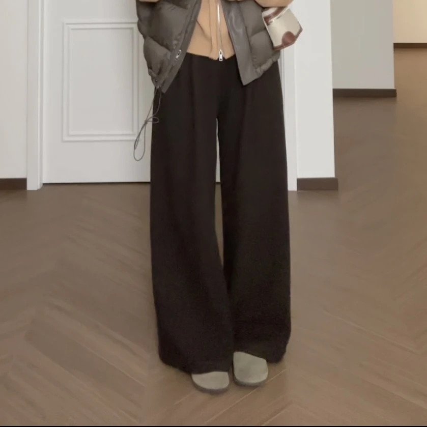 【边沿情书】时尚百搭显瘦垂感宽松阔腿韩版设计感秋冬休闲裤女
