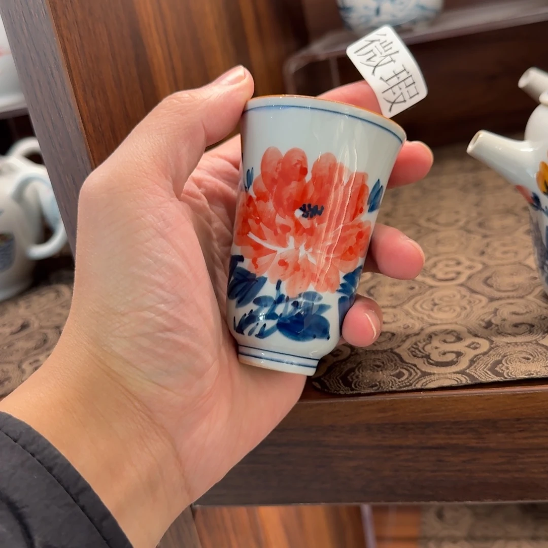 釉下手绘茶具微瑕