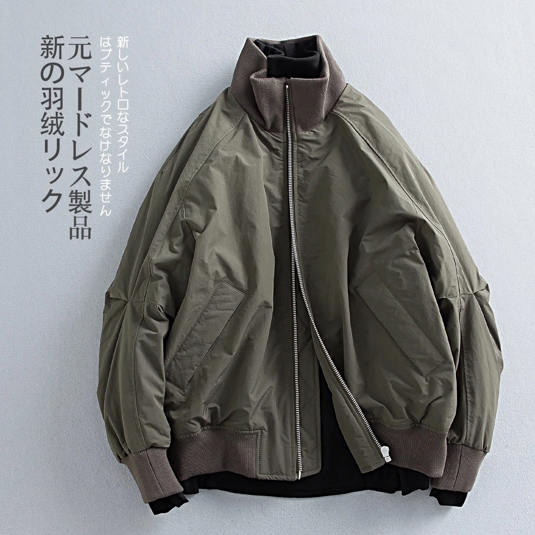 加厚立领拼接短款羽绒服男女冬季90绒情侣bomber保暖防风夹克外套