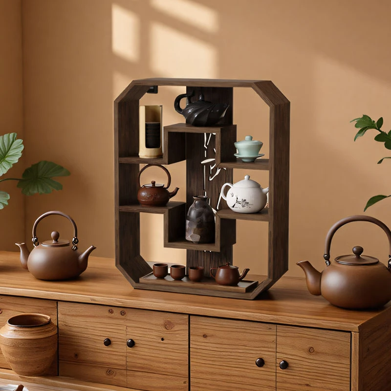 实木简约展示架壁挂茶壶多宝阁中式风格厂家定制可博古架