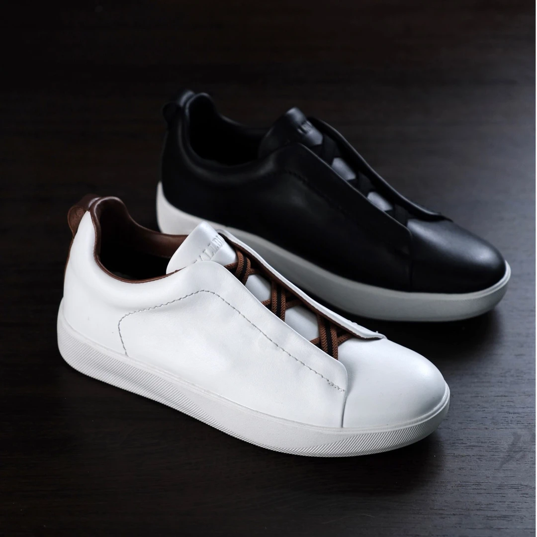 【头层小牛皮】 25春季老钱风一脚蹬羊皮百搭休闲舒适真皮男鞋板鞋