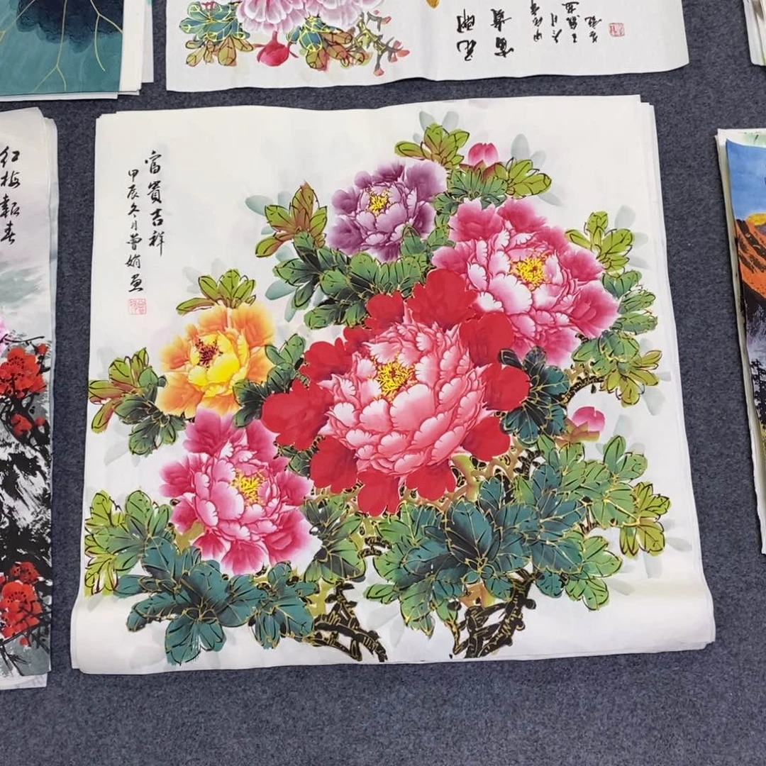 国画68✖️68金线牡丹花画画画画画画画