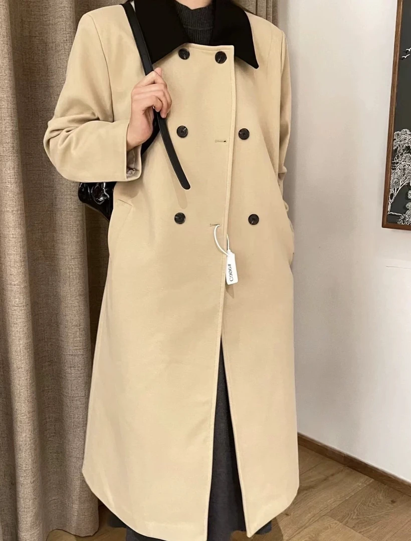 (蕾蕾家906)2024撞色星空呢韩系大衣