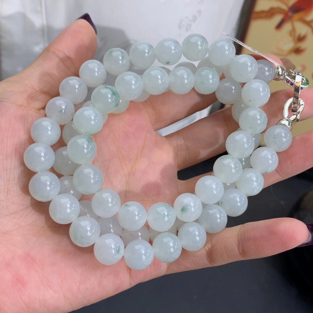 翡翠未镶嵌手串卡10胶润晴飘花项链