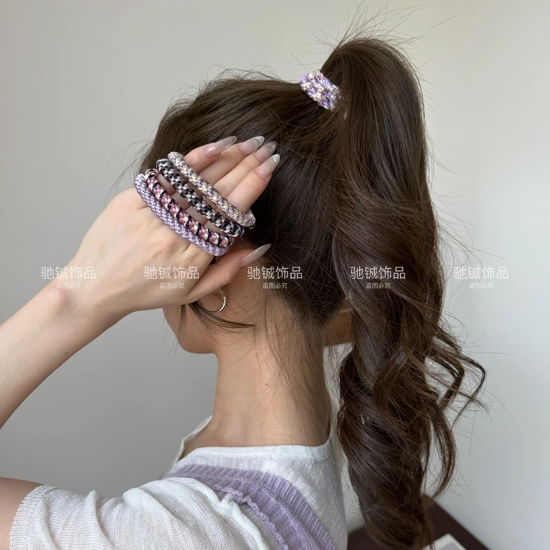 一体编织高弹力加粗头绳天王嫂同款运动不伤发皮筋高马尾必备神器