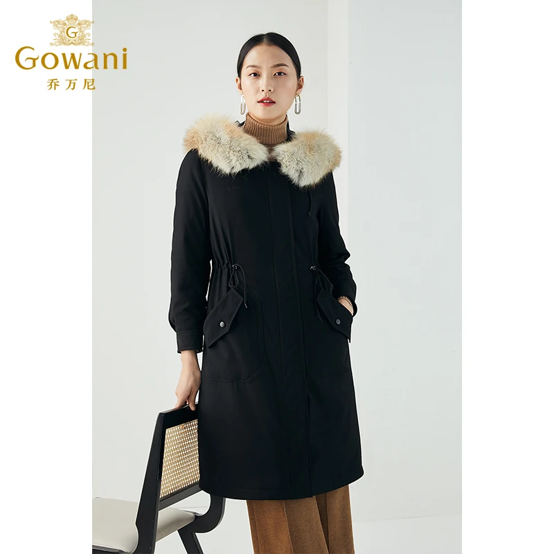 Gowani/乔万尼冬季新款保暖抗寒收腰显瘦狐狸毛领白鸭绒ES4T395