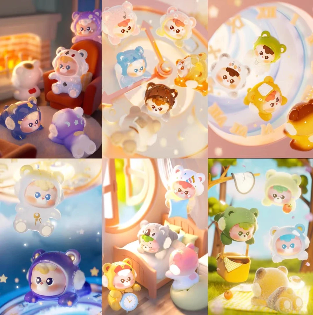 【平拆】24小时贴贴小熊萌粒植绒挂件摆件