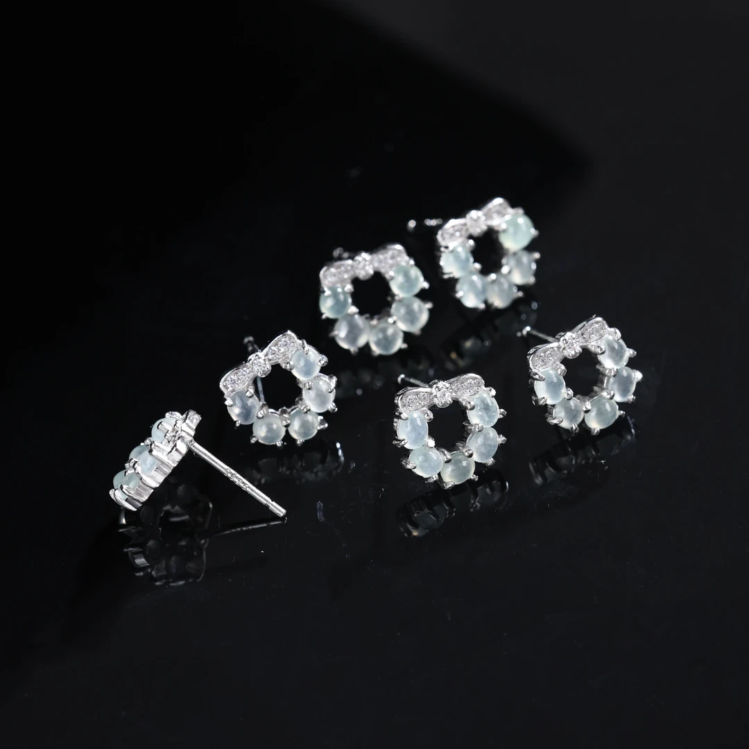 【举石臻选】TA0615-8888-155翡翠耳饰（一对/多样性发/蛋面约2mm+）E