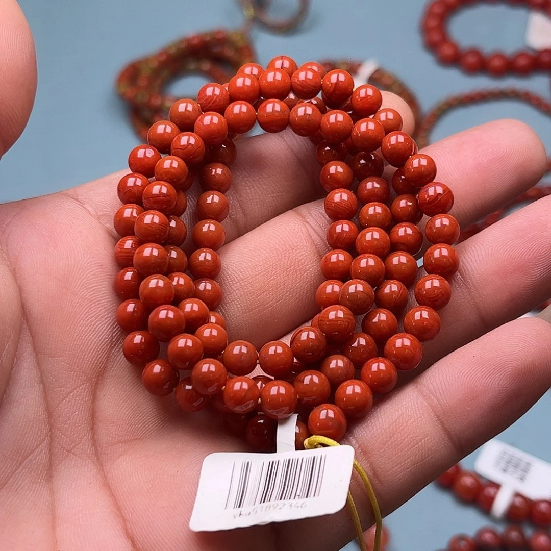 未镶嵌手链南红玛瑙柿子红卡6