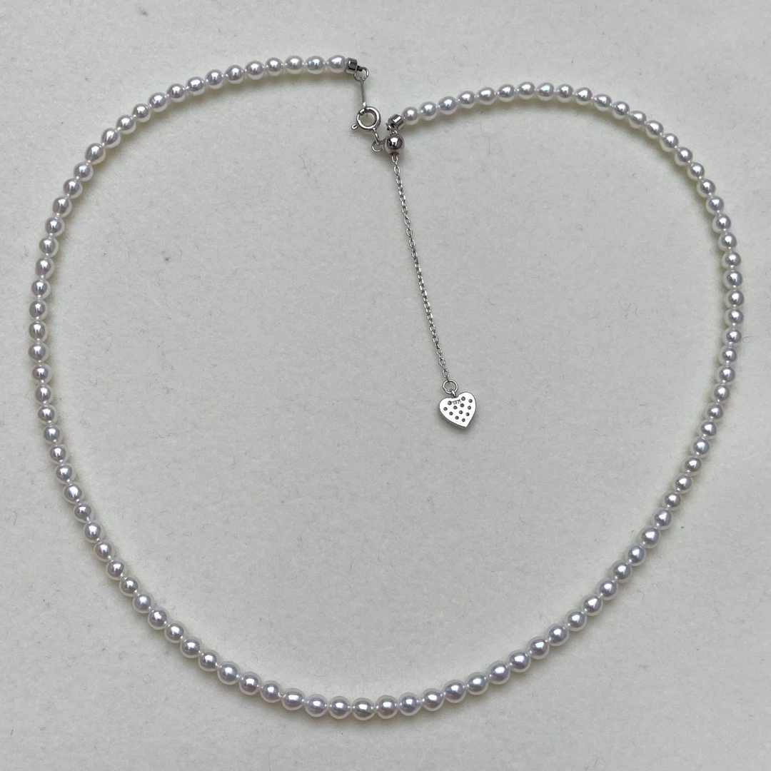 3.5-4mm极光巴洛克小米链 淡水ak珍珠项链 S925银  迷你小米珠