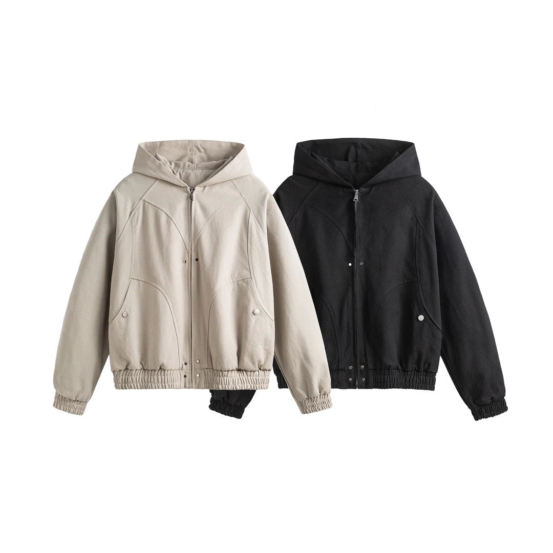 连帽男长袖常规款夹克春秋短外套带帽时尚休闲宽松韩版运动短款