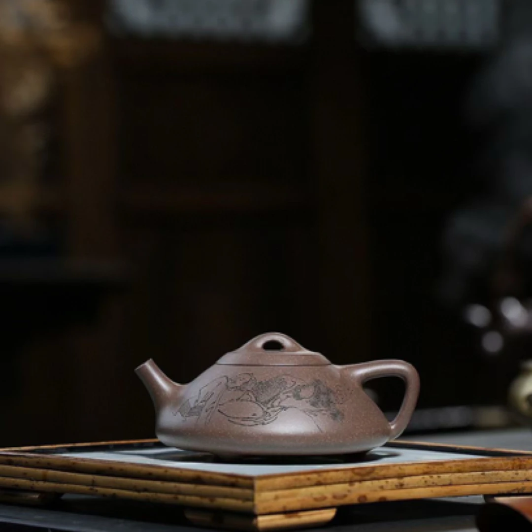 范林强老师扁石瓢 紫砂壶 青灰段泥  220cc