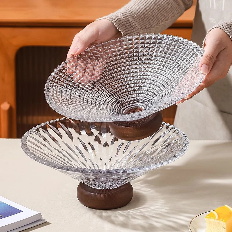 盈璨大号简约水果盘客厅家用法式玻璃糖果高档茶几高颜值零食收纳