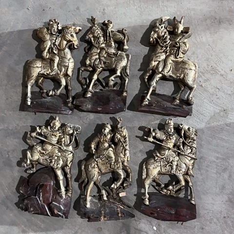 风车木（黑檀木）老木雕老人物花板