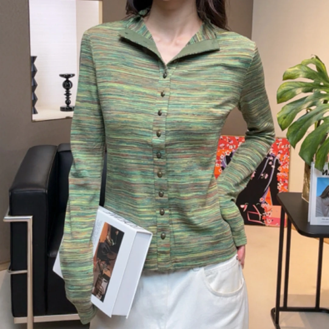 AMASS/阿玛施常规款气质轻职风小衫条纹复古港风衬衫5301016